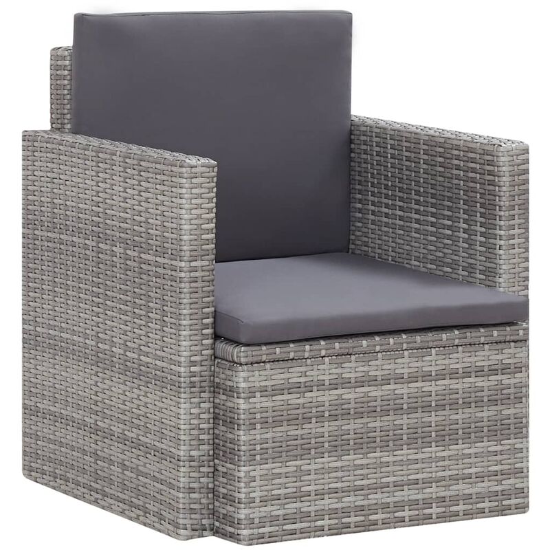 

Sillón de jardín con cojines ratán sintético gris