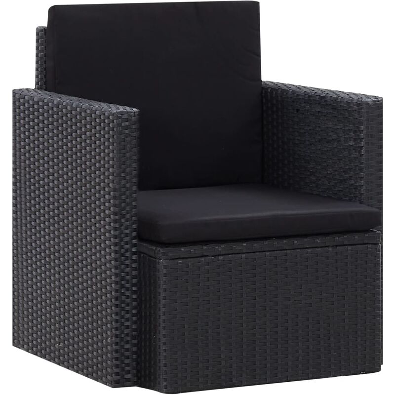 

Sillón de jardín con cojines ratán sintético negro