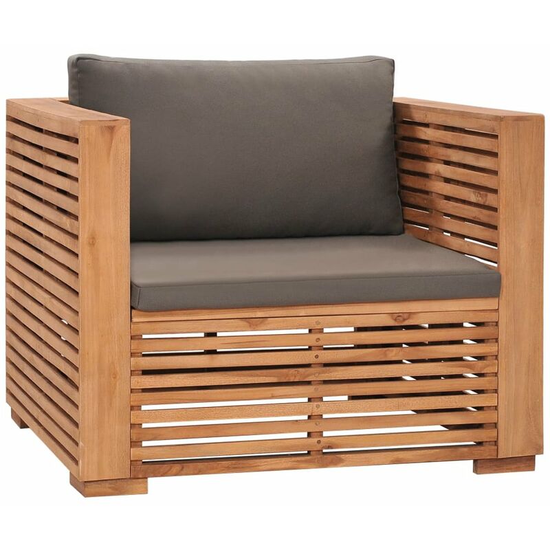 

Sillon de jardin de madera de teca con cojines gris oscuro