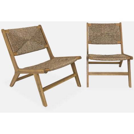 Sillón de jardín de madera y resina, set de 2