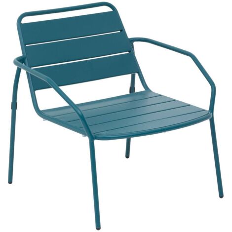 Sillón de jardín Phuket azul pato de acero tratado con epoxi - Hespéride