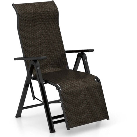 Sillón de jardín reclinable 59 x 1515 x 75 cm resistente a la intemperie estilo clásico ratán sintético marrón 200014523