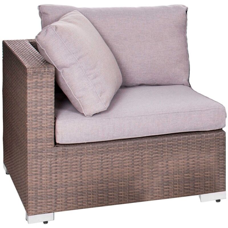 

Sillón rinconera modular de jardín Marlene de rattán sintético topo de 66x86x86 cm
