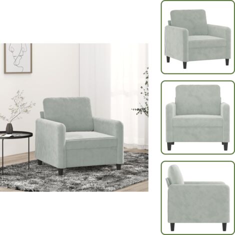 Sillón de lectura - vidaXL Sillón de terciopelo gris claro 60 cm - Sillón de televisión