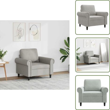 Sillón de lectura - vidaXL Sillón de terciopelo gris claro 60 cm - Sillón de TV