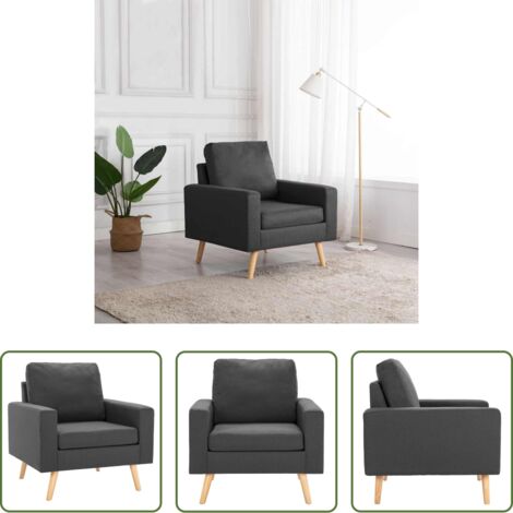 Sillón de madera -  Sillón de tela gris oscuro
