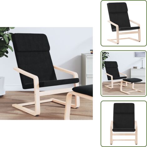 Sillón de madera - vidaXL Sillón de relax de tela negro - Sillón de abedul
