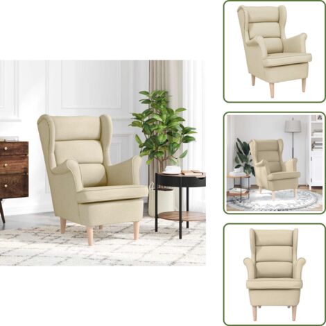 Sillón de madera - vidaXL Sillón de tela crema 74x84x100 cm - Sillón para sala