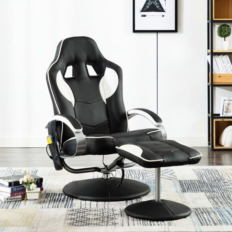 

Sillón de masaje con reposapiés cuero sintético blanco