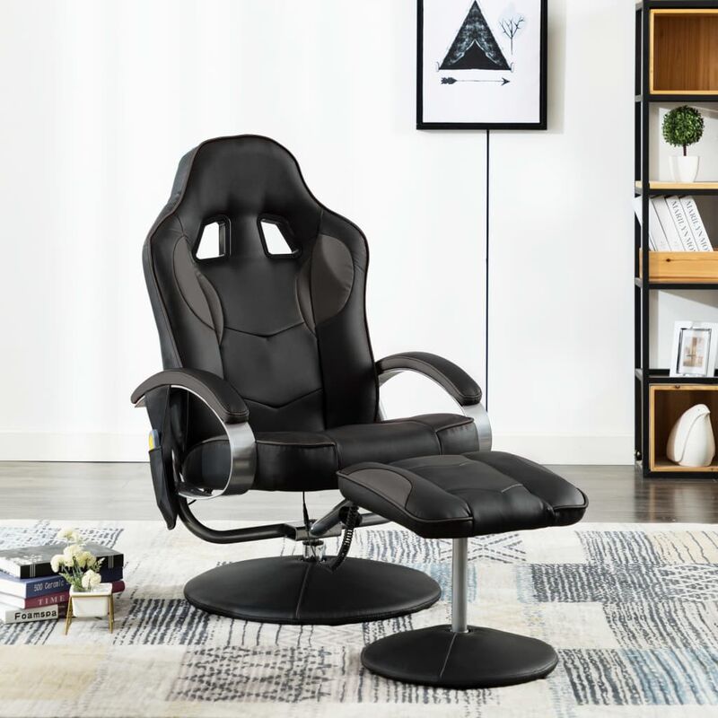 

Sillón de masaje con reposapiés cuero sintético gris