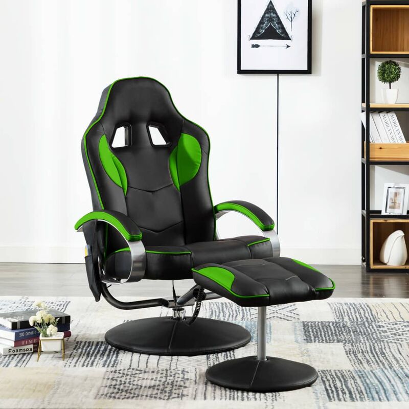 

Sillón de masaje con reposapiés cuero sintético verde