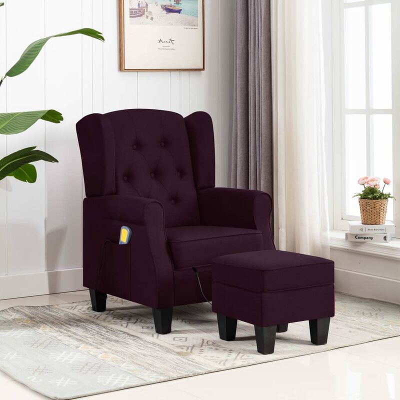 

BHD - Sillón de masaje con reposapiés de tela morado