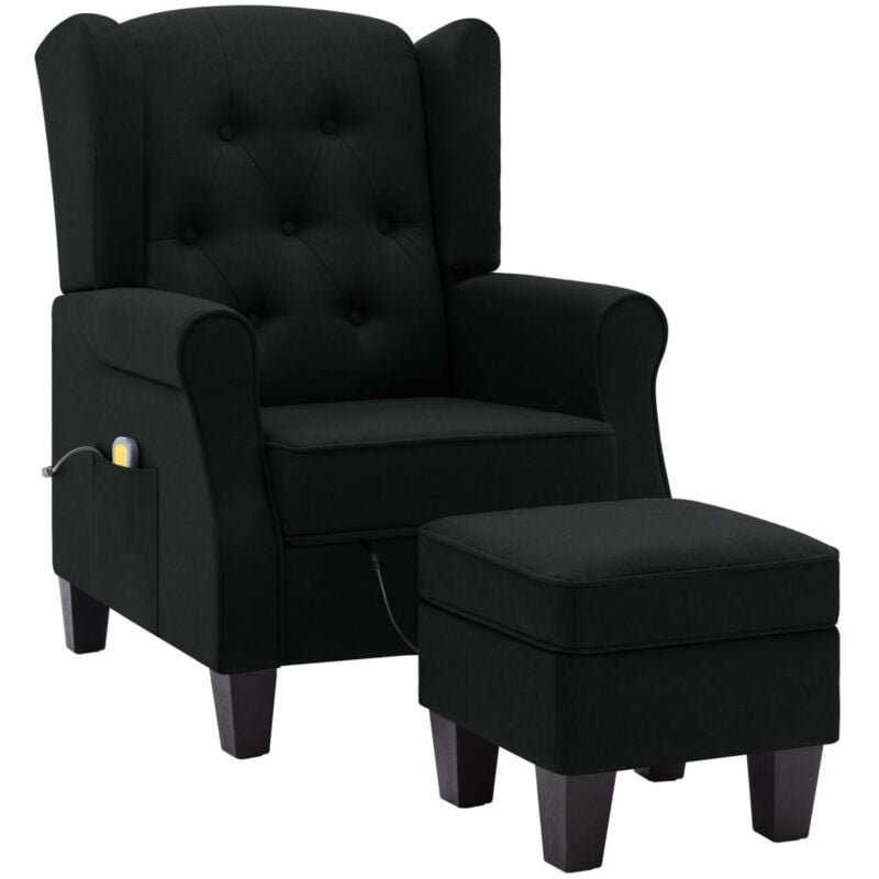 

Sillón de Masaje con Reposapiés de Tela Negro - Negro - Vidaxl