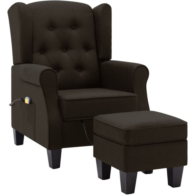 

Sillón de Masaje con Reposapiés de Tela Marrón Oscuro - Marrón - Vidaxl
