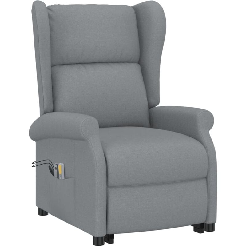 

Sillón de Masaje con Sistema de Elevación Tela Gris Claro - Gris - Vidaxl