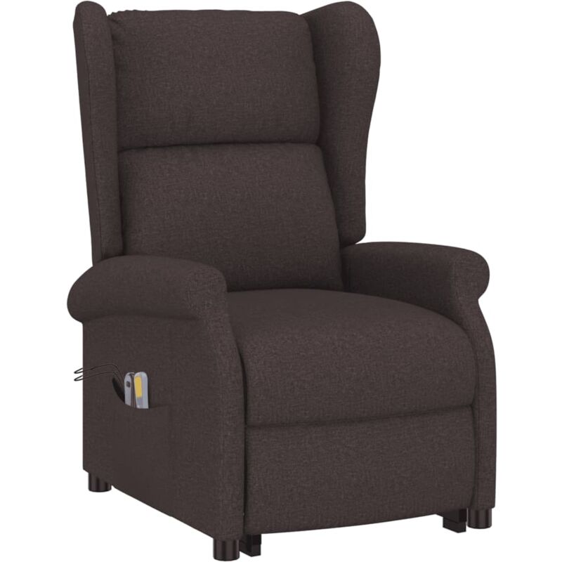 

Sillón de Masaje con Sistema de Elevación Tela Marrón Oscuro - Marrón - Vidaxl