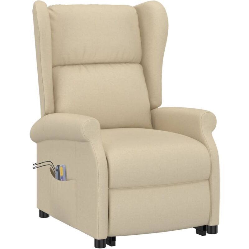 

Sillón de Masaje con Sistema de Elevación Tela Crema - Crema - Vidaxl