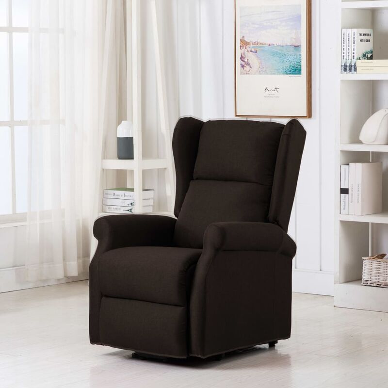 

Sillón de masaje con sistema de elevación tela marrón oscuro