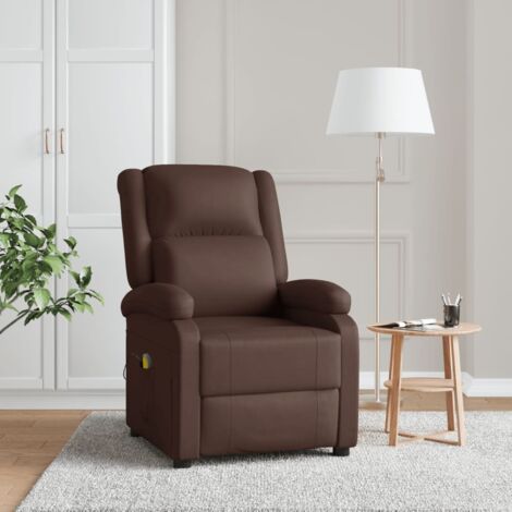 Sillón de masaje cuero sintético marrón vidaXL