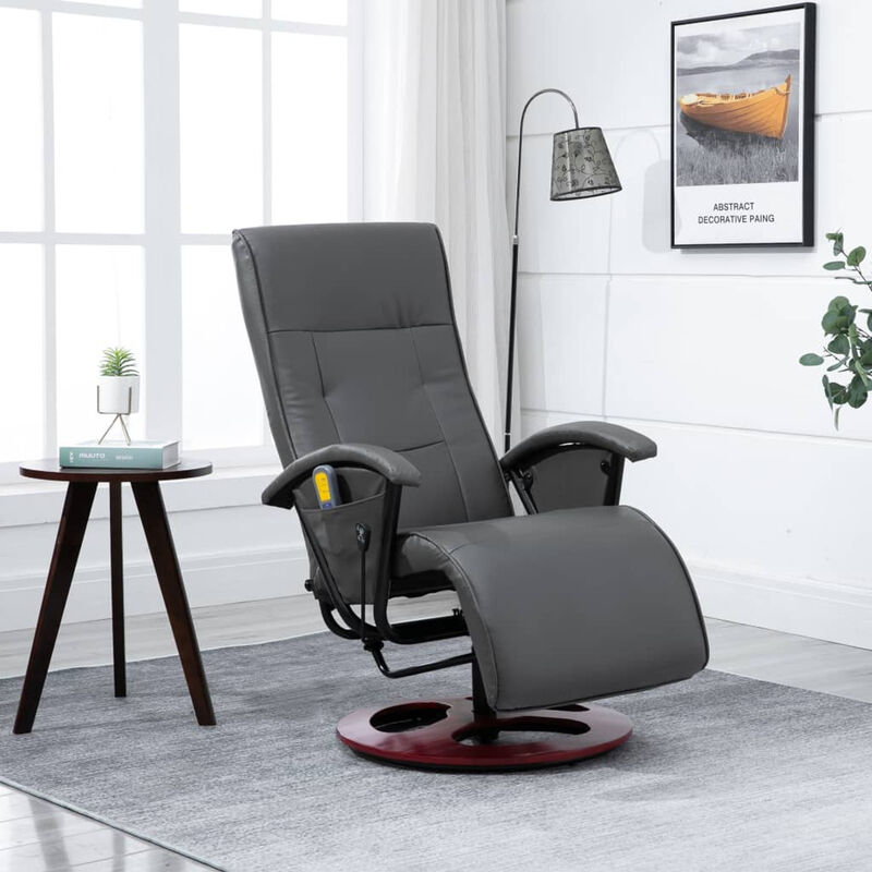 

Sillon de masaje de cuero artificial gris