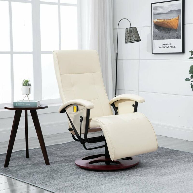 

Sillon de masaje de cuero sintetico blanco crema