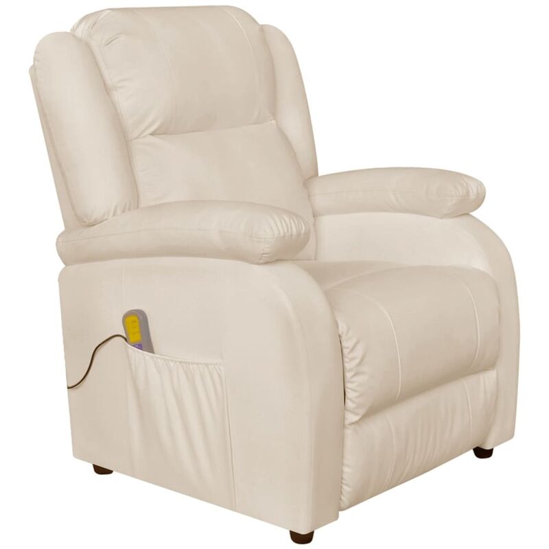 

Sillón de masaje de cuero sintético blanco crema