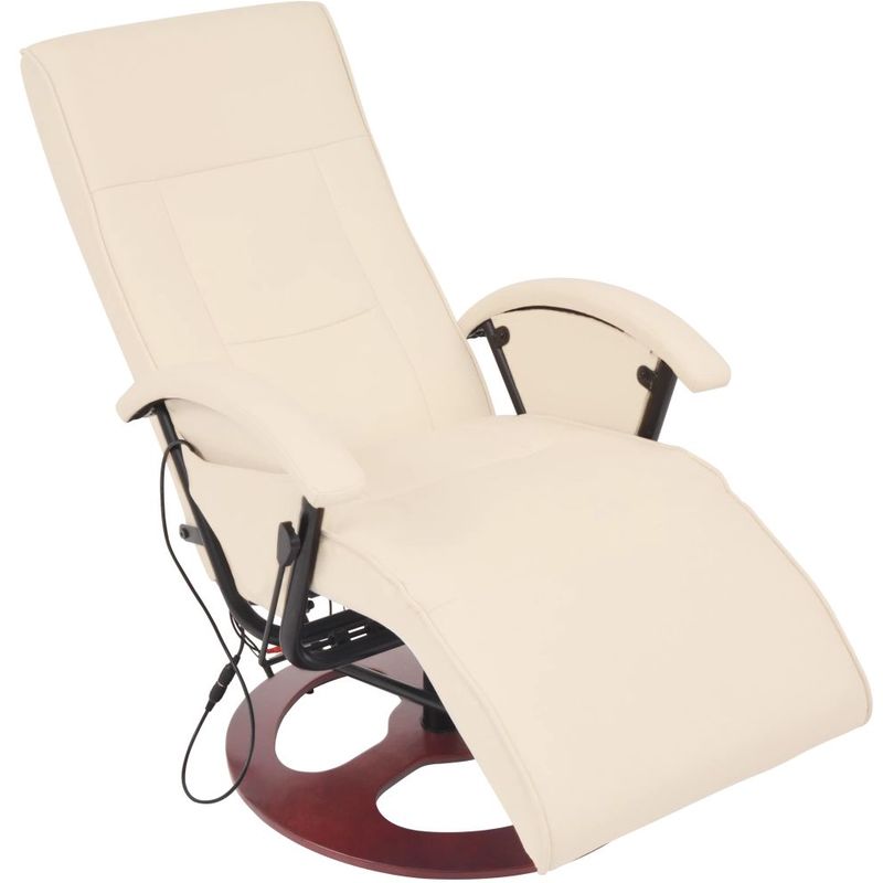 

Sillon de masaje de cuero sintetico blanco crema