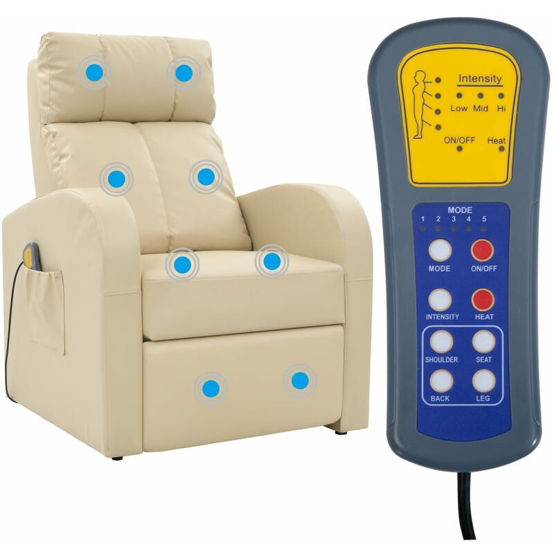 

Sillón de masaje de cuero sintético crema