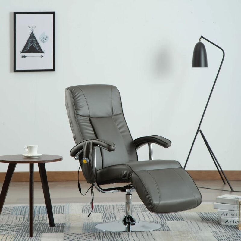 

Sillón de masaje de cuero sintético gris