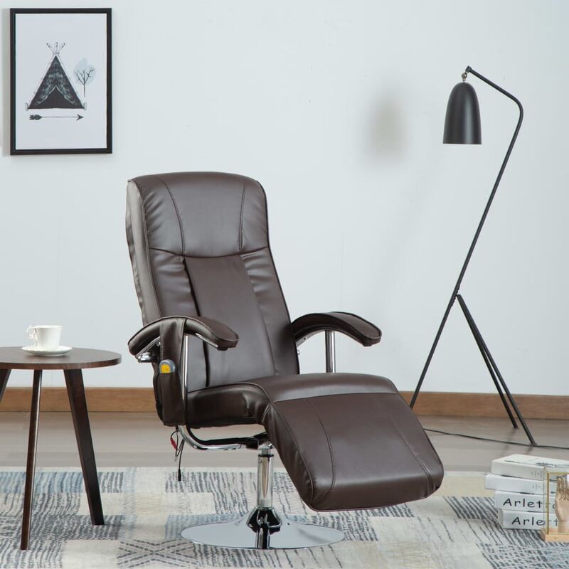 

Sillón de masaje de cuero sintético marrón