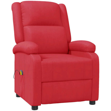 Sillón de masaje de cuero sintético rojo vidaXL