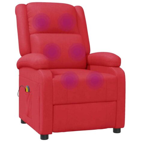 Sillón de masaje de cuero sintético rojo vidaXL