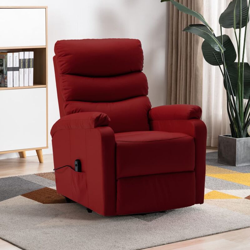 

Sillón de masaje de cuero sintético rojo vino tinto