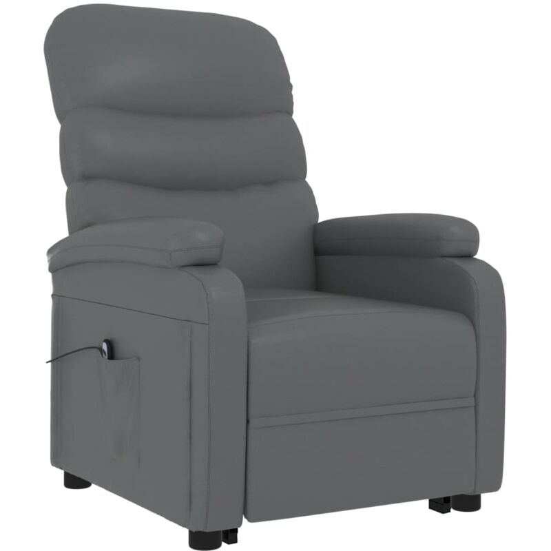 

Sillón Reclinable de Cuero Sintético Gris Antracita - Antracita - Vidaxl