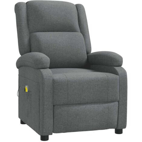 Sillón de masaje de tela gris oscuro vidaXL