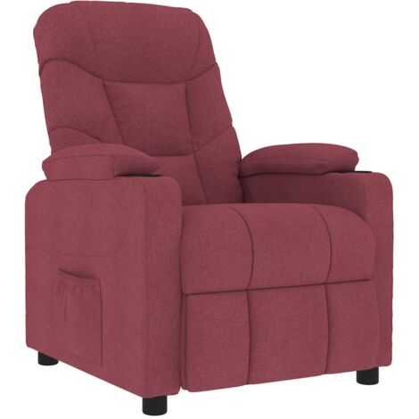 Sillón de masaje de tela rojo tinto vidaXL