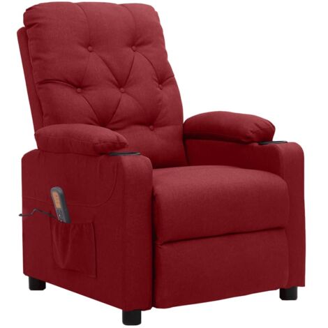 Sillón de masaje de tela rojo tinto vidaXL