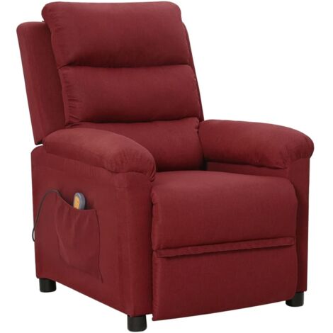 Sillón de masaje de tela rojo tinto vidaXL