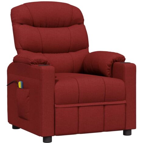 Sillón de masaje de tela rojo tinto vidaXL