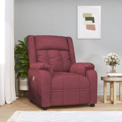 Sillón de masaje de tela rojo tinto vidaXL