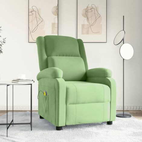 Sillón de masaje de terciopelo verde claro vidaXL