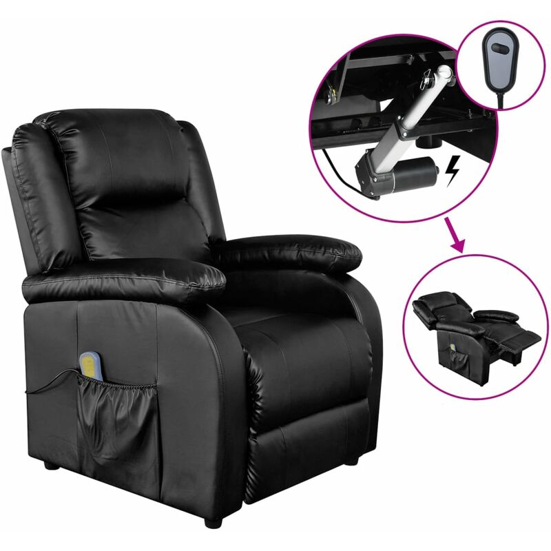

Sillón de masaje eléctrico de cuero sintético negro