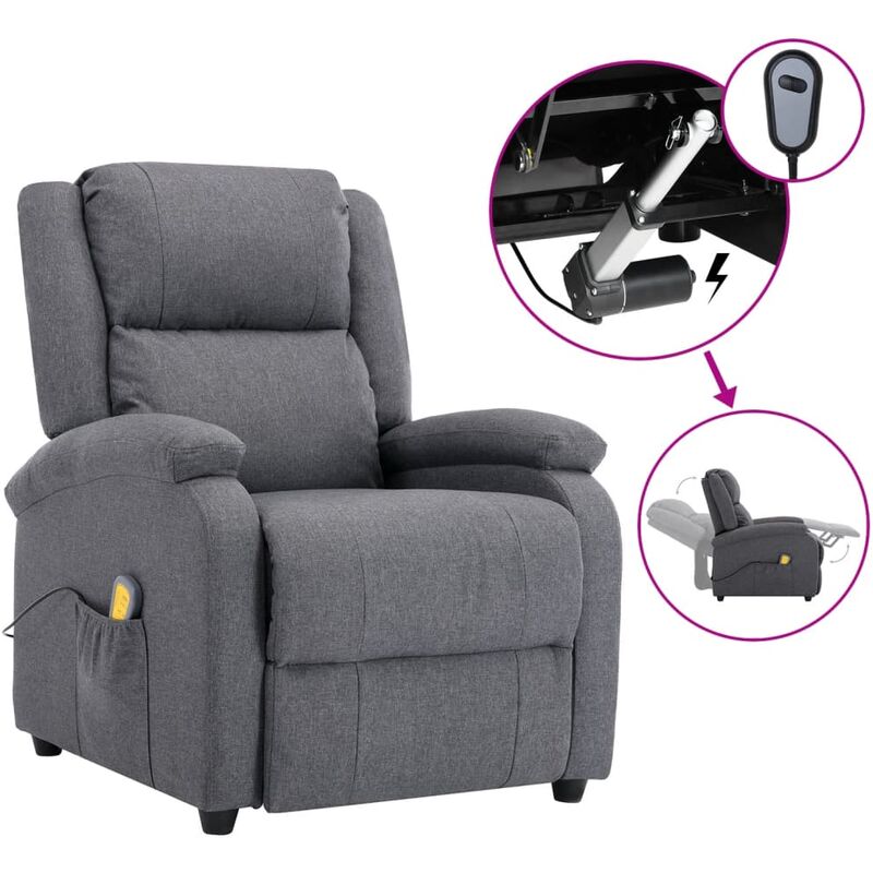 

Sillón de masaje eléctrico de tela gris oscuro