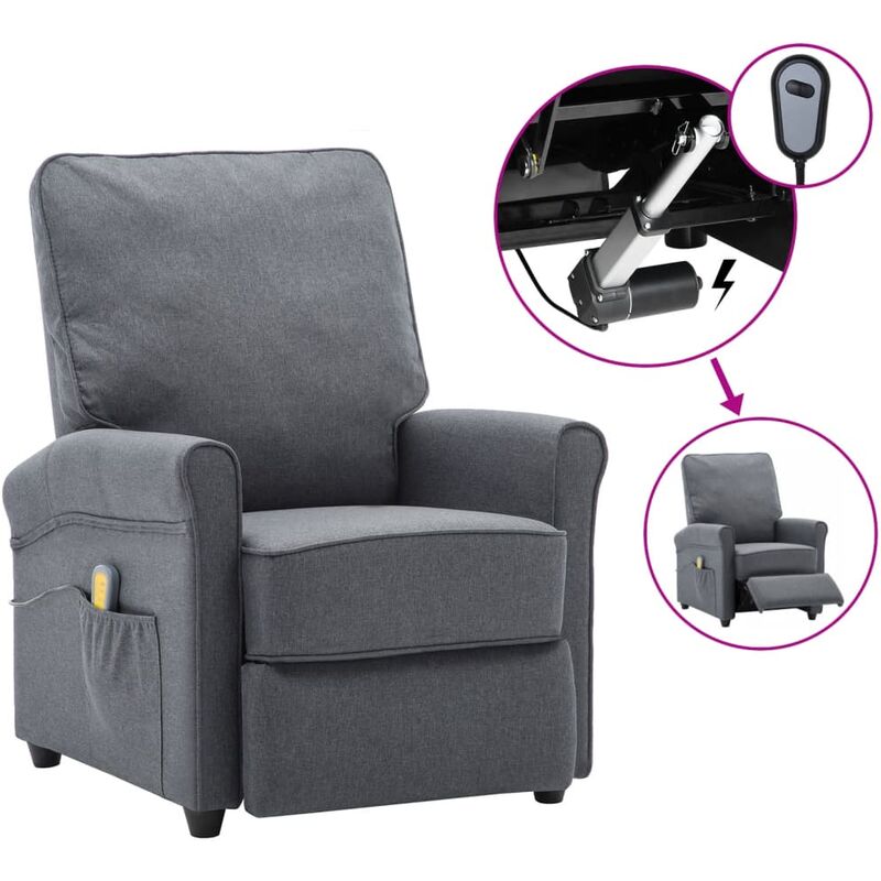 

Sillón de masaje eléctrico de tela gris oscuro