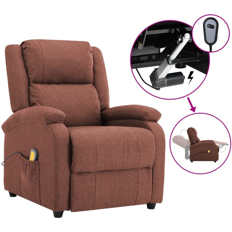 

Sillón de masaje eléctrico de tela marrón