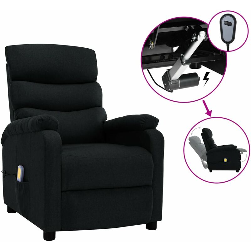 

Sillón de masaje eléctrico de tela negro