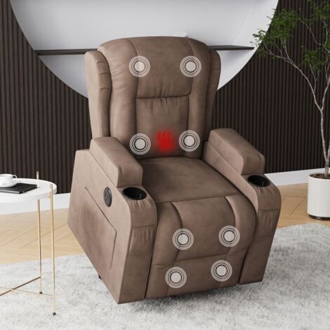 Sillón de Masaje Eléctrico - Inclinable - Calefactable - Reposapiés Ajustable - USB