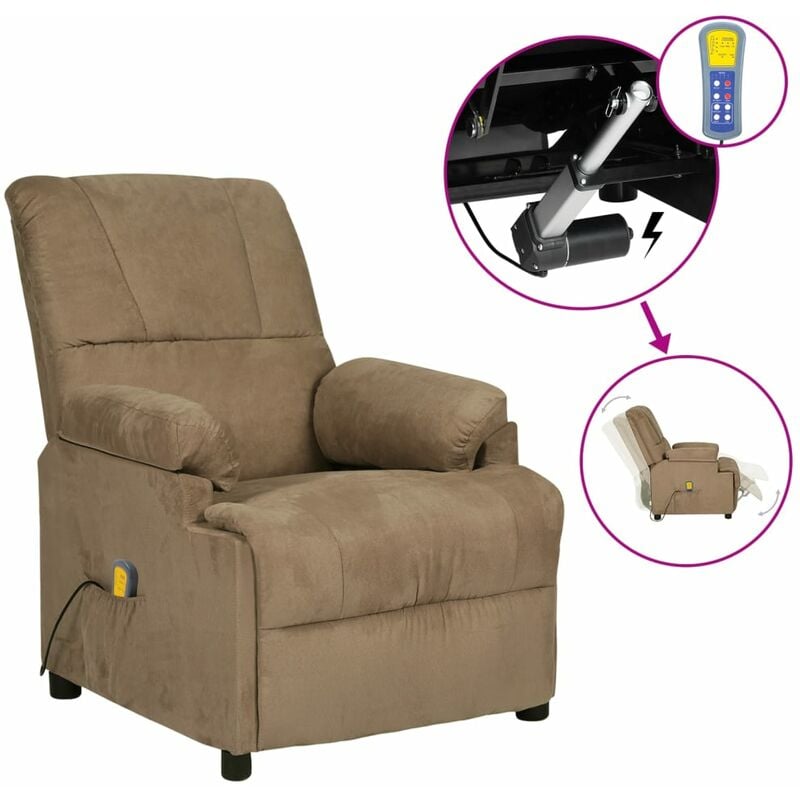

Sillón de masaje eléctrico piel de ante sintético gris taupe