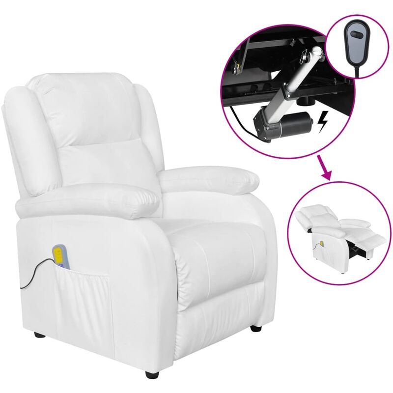 

Sillón de masaje eléctrico piel sintética blanca
