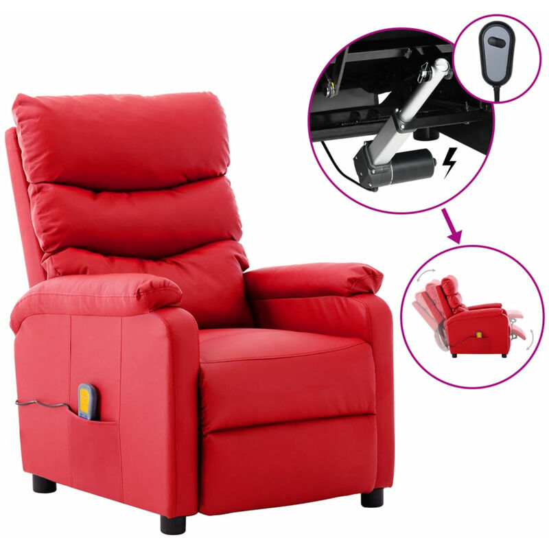 

Happyshopping - Sillon de masaje electrico reclinable cuero sintetica rojo